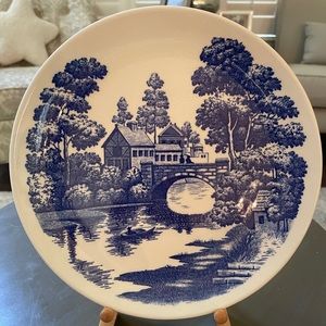 Vintage Nasco hand-painted ceramic plate, “Lakeview”, Japan, 9.25” diameter